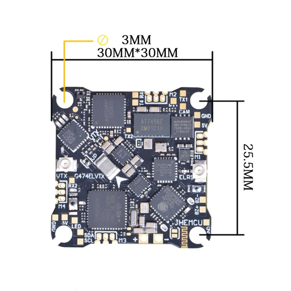 JHEMCU G474ELVTX AIO Flugsteuerung mit integriertem ELRS 2,4GHz Empfänger 5,8GHz VTX ICM42688-P OSD 1-2S 12A ESC Betaflight Tinywhoop – Detail 8