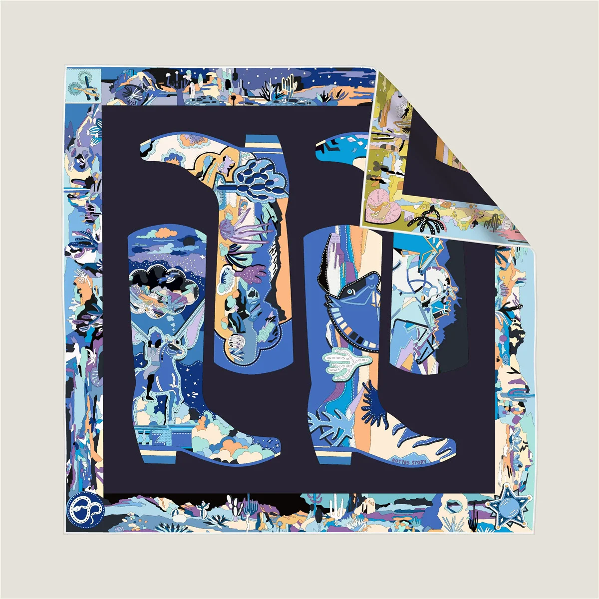 New 90CM Curled Twill Silk Scarf Women Leather Boots Double Side Printed Square Scarves Wraps Echarpes Foulards Femme Hijab