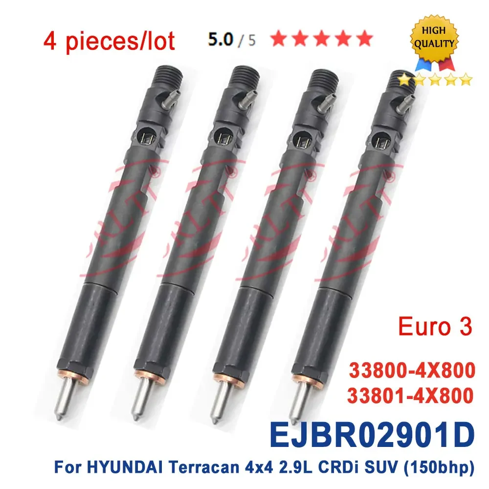 4PCS Diesel Injector EJBR02901D Fuel Nozzle 33800-4X800 33801-4X800 For Hyundai Terracan EJB R02901D