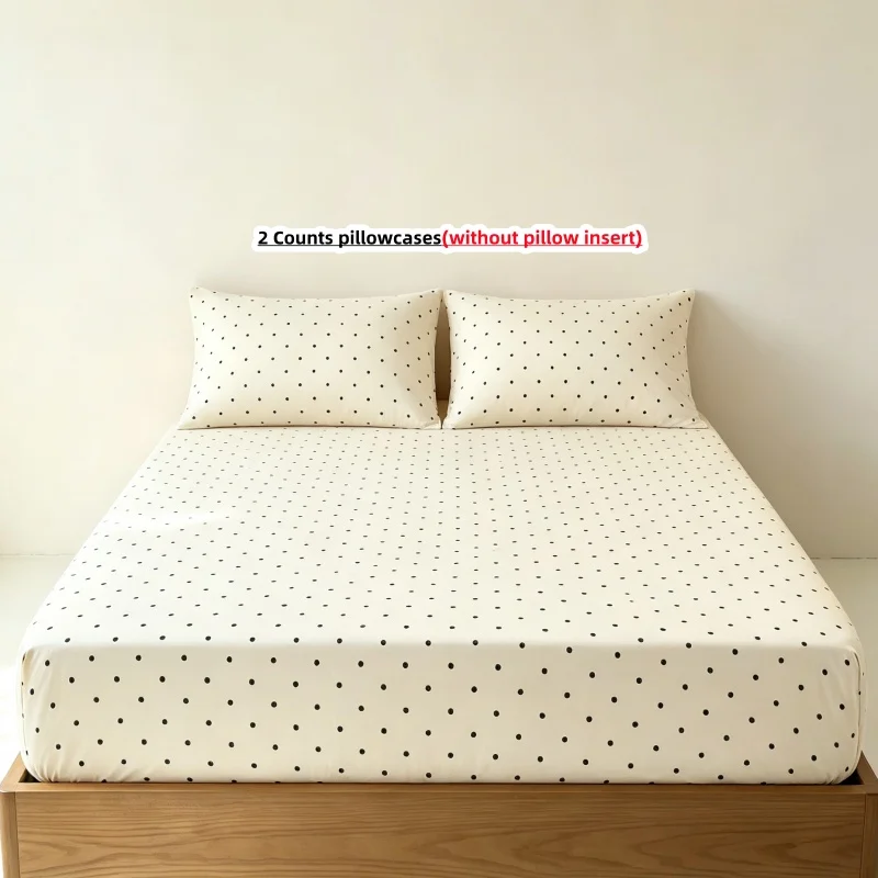 3Pcs dot Fitted Bed Sheet With Elastic Band Anti-slip Adjustable Mattress Cover (Pillowcase without pillow core))