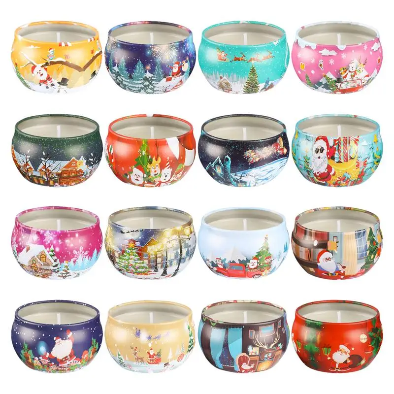

Christmas Candles 16X Christmas Candle Set Natural Soy Wax Essence Oil Aromatherapy Candle 300 Hours Long Lasting Burning