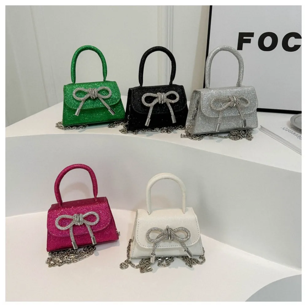 Women Bow Shoulder Bag New Solid Color Popular Messenger Bag Trendy High Capacity Mini Handbag