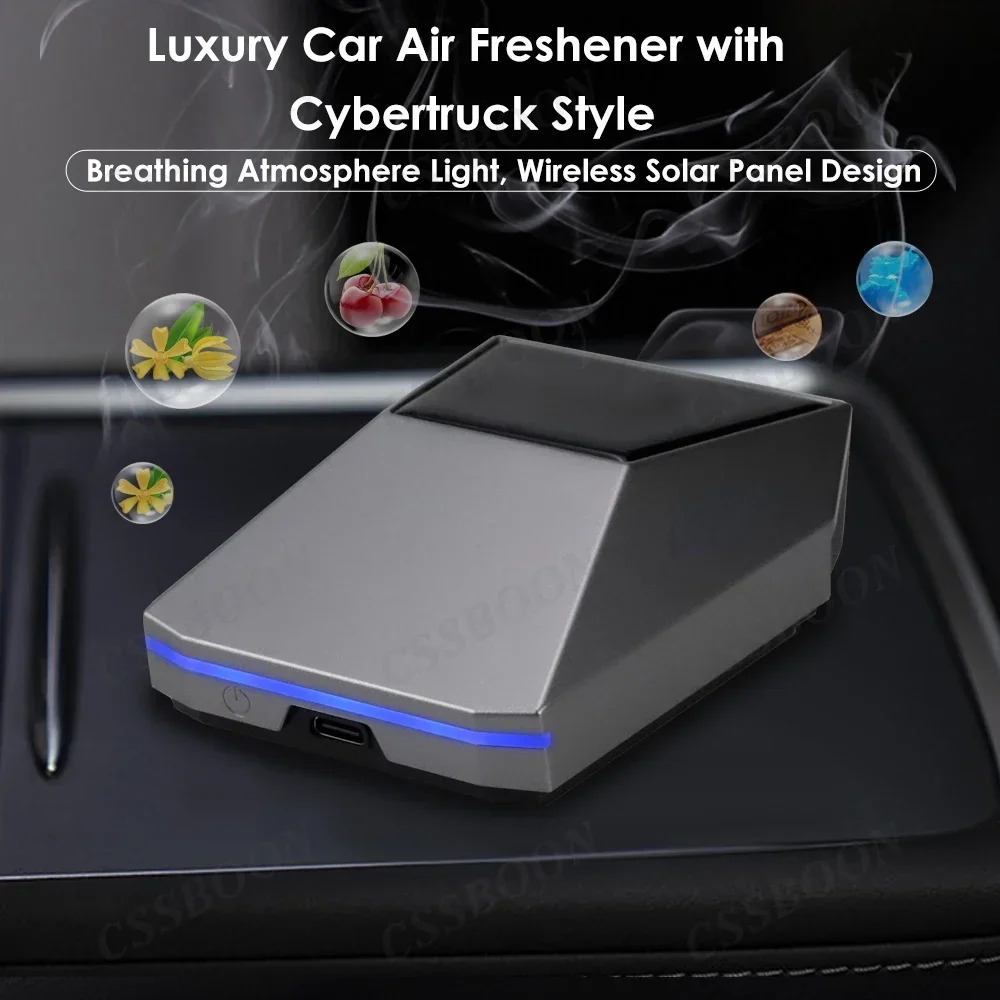 CSSBOON Wireless Car Air Purifier Solar Air Cleaner Breathing Ambient Light for Universal New Energy Vehicles Car Accessories