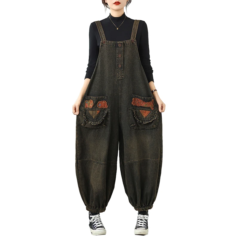 Retro haftowane, miękkie jeansy z szerokimi nogawkami, codzienne spodnie z wysokim stanem, mieszanka bawełny i poliestru, plus size, wyszczuplające, etniczne spodnie.