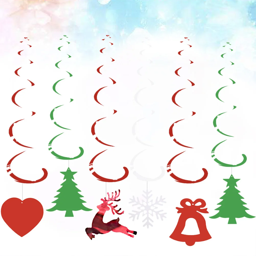 

12Pcs Hanging Swirl Decorations Christmas Spiral Ornaments for Indoor Outdoor Parties Hanging Swirl Christmas Spiral Ornaments