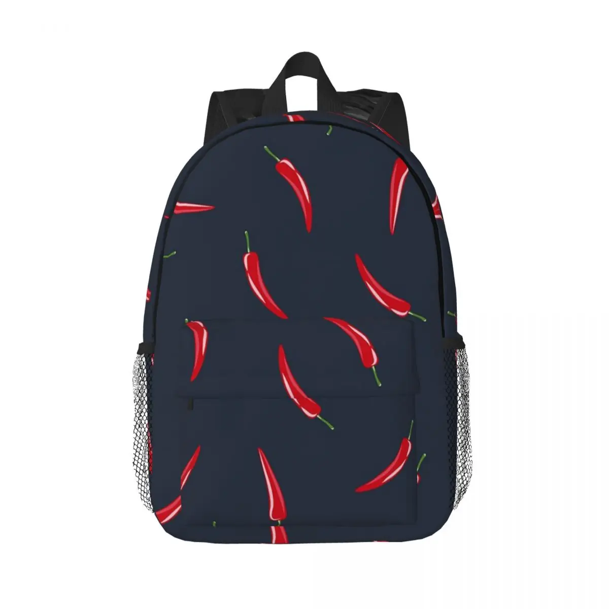 Chili Peppers - Dark Blue Backpacks Boys Girls Bookbag Fashion Students School Bags Travel Rucksack Shoulder Bag Large Capacity