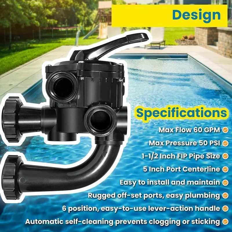 For Hayward SPX0710X32 Multiport Valve Side Mount S200 S240 Sand Filter 1.5 Inch