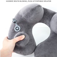 Portable Press to Inflatable Pillow U-Shaped Lightweight Travel Air Pillow Soft Folding Neck Support Cushion