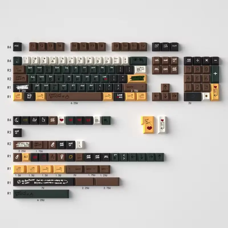 Love Story 129 Key Keycap Retro Complete Set Pbt Five Sided Sublimation Mechanical Keyboard Original Factory Height