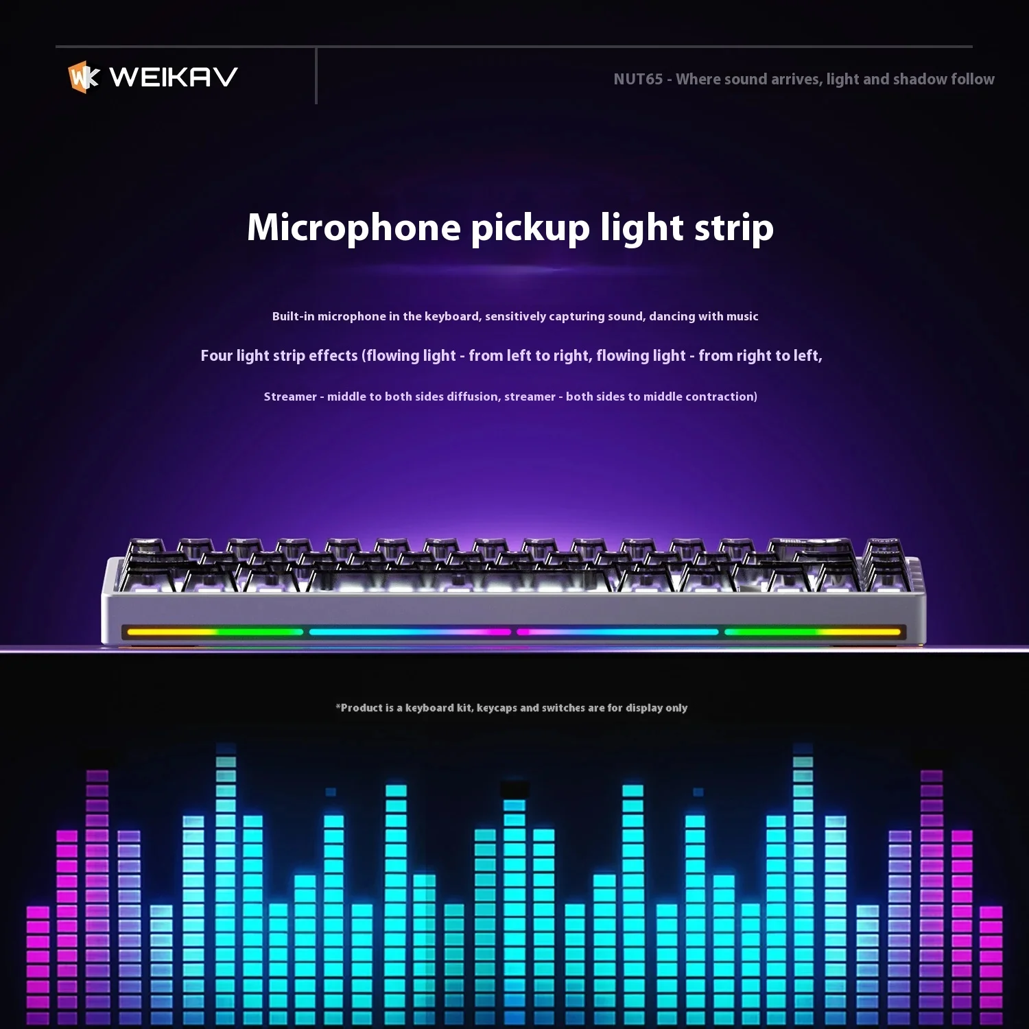 WEIKAV NUT65 مجموعة لوحة المفاتيح الميكانيكية لوحة مفاتيح الألعاب 2.4G تخطيط سلكي حشية ألومنيوم RGB تفكيك سريع لوحة المفاتيح QMK/VIA #5