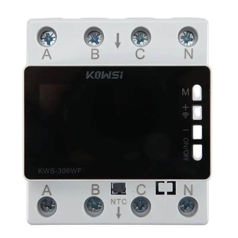 KOWSI Tuya Wifi Enabled AC 85-290V Energy Meter With Current & Voltage Monitoring, Fits 3 Phase 4 Wire, DIN Rail-AA26