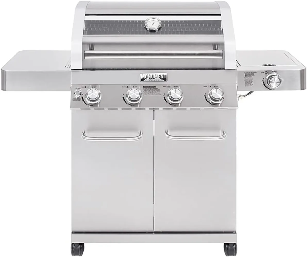 

Larger Convertible 4-Burner Natural Gas Grill Stainless Steel Cabinet Style Propane Grills, Side Burner(Without Conversion Kit)