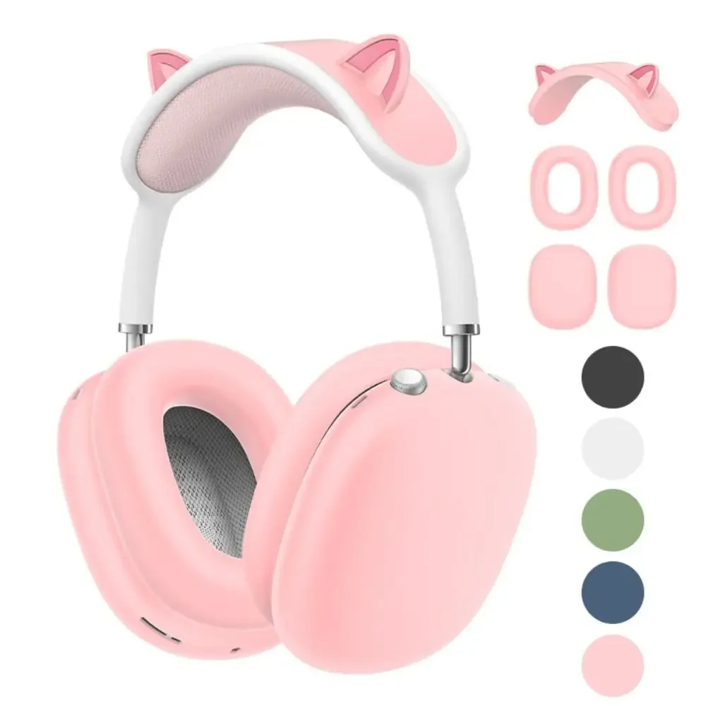 New 3 in 1 Cat's ears Case Protective Silicone Earpads Cover Shockproof Headphone Accessories Headband Suitable for AirPods Max