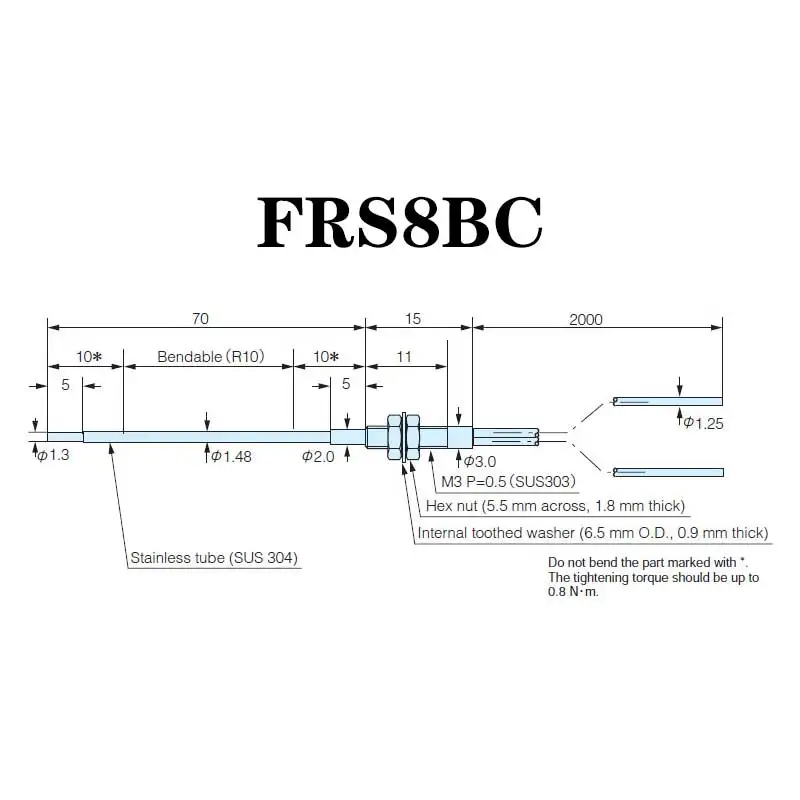 2025 اليابان TAKEX Takenaka، مستشعر الألياف البصرية إبرة التحقيق كشف الانعكاس الأمامي الانحناء FRS806BC