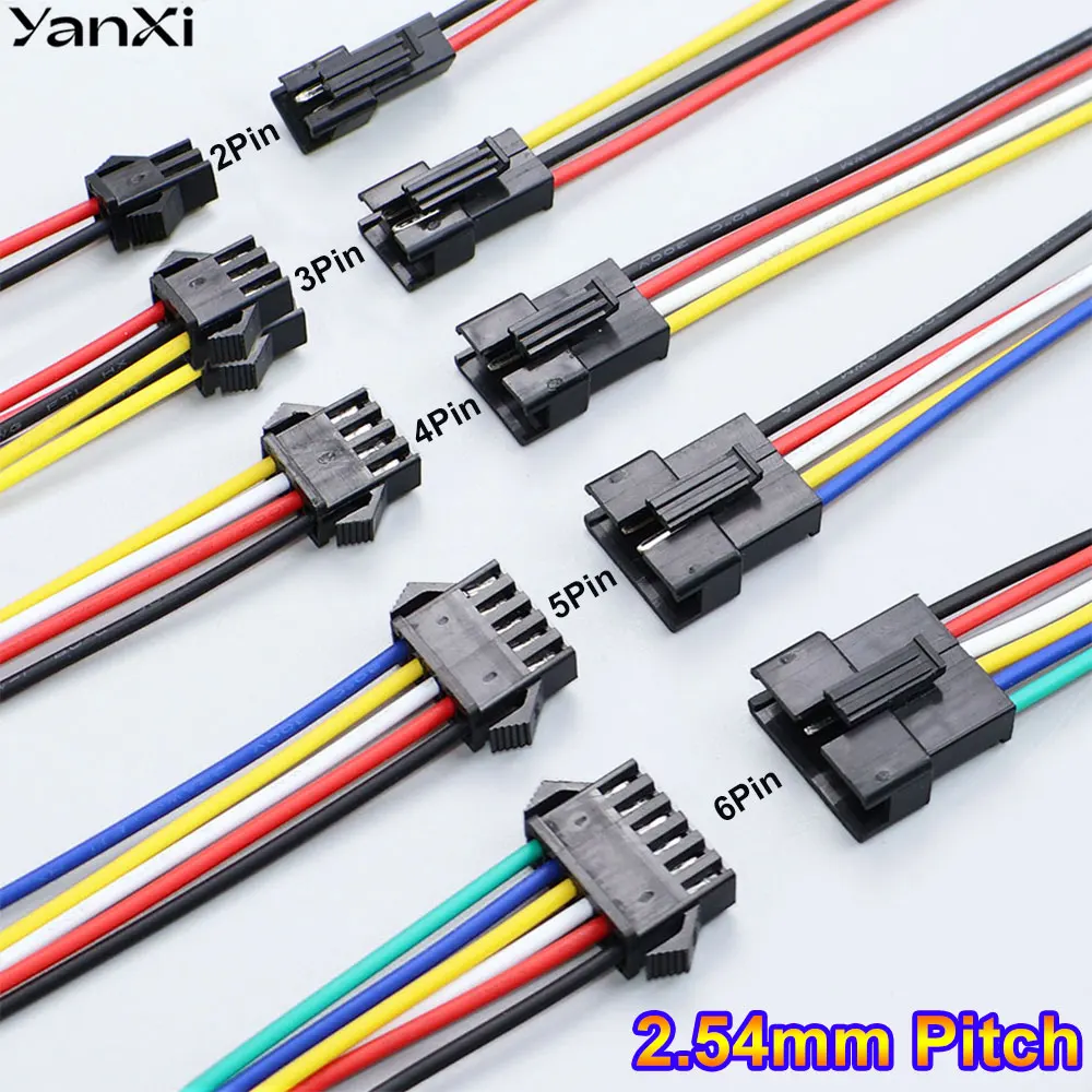 2/3/4/5/6 Pin SM JST Plug Socket Terminal Wire Male Female Connector Cable For Led Strip Light Lamp Driver Adapter With 20cm