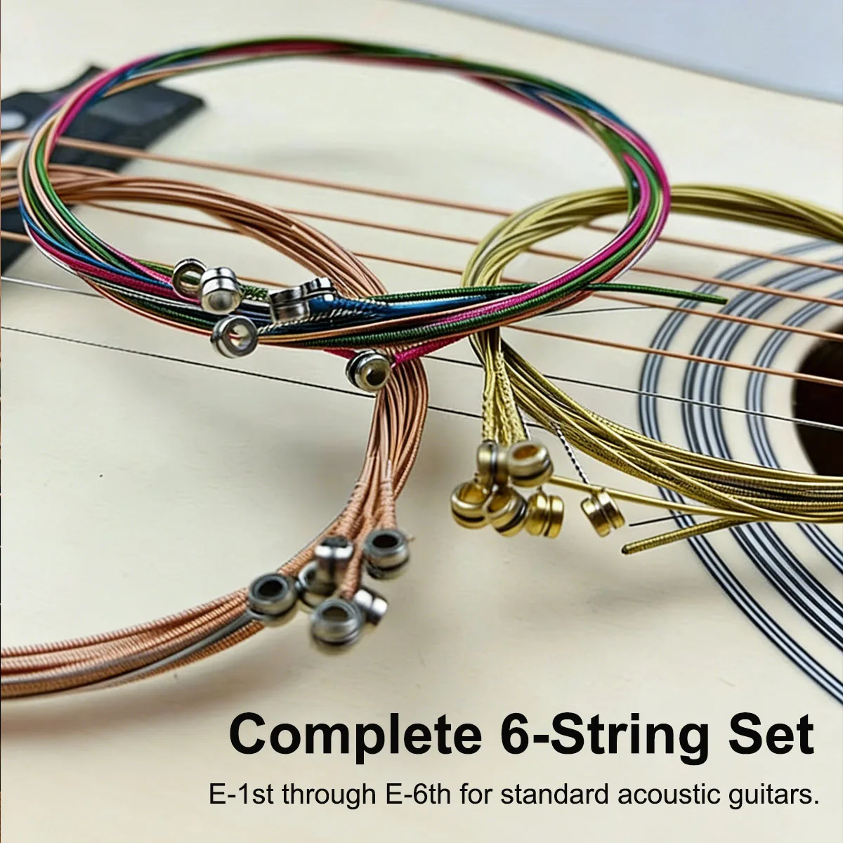Miwayer 6pcs Acoustic Guitar Strings Set - Red Copper / Brass / Colorful, Anti-Rust Coated, Folk Guitar Accessories