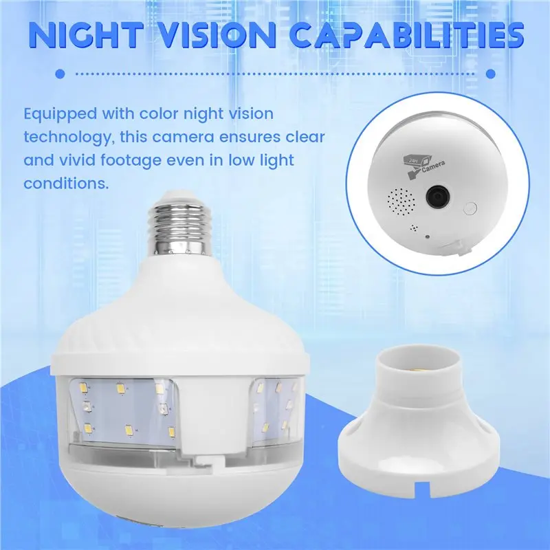 【CYBER MONDAY】2X 4MP WIFI E27 Bulb Pro Security Camera Full Color Night Vision Two-Way Voice Wireless Auto Tracking Fisheye Wifi
