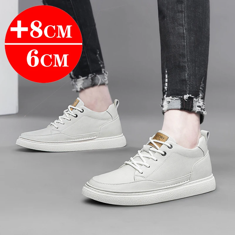 Men Sneakers Elevator Shoes Hidden Heels Hollow Breathable Heightening Shoes For Man 6CM 8CM Increase Casual Sports Height Shoes