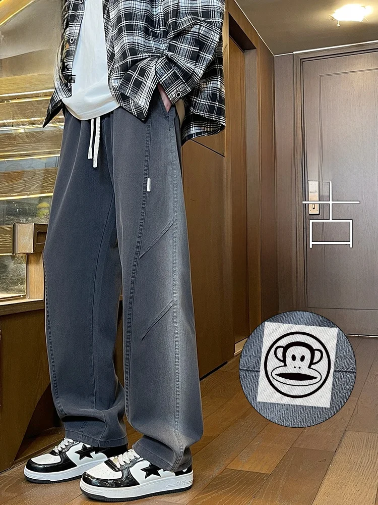 

Мужские повседневные брюки PaulFrank в американском ретро-стиле, осенние, прямые, свободные, широкие, из прочной ткани полиэстер-лиоцелл