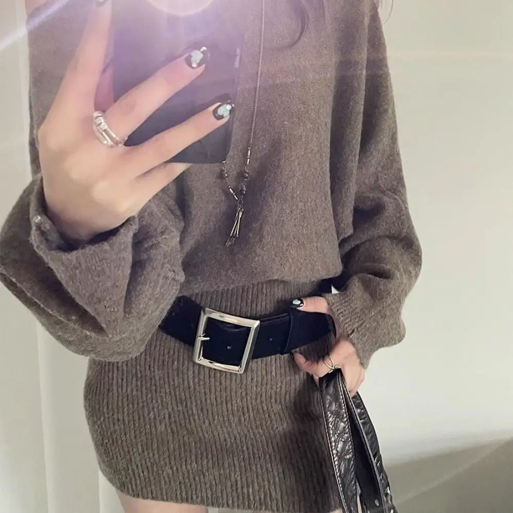 

Trendy Jeans Decor Wide Belt Width Square Buckle Pu Waistbands Fashion Spicy Girl Trouser Decoration Female/Girls