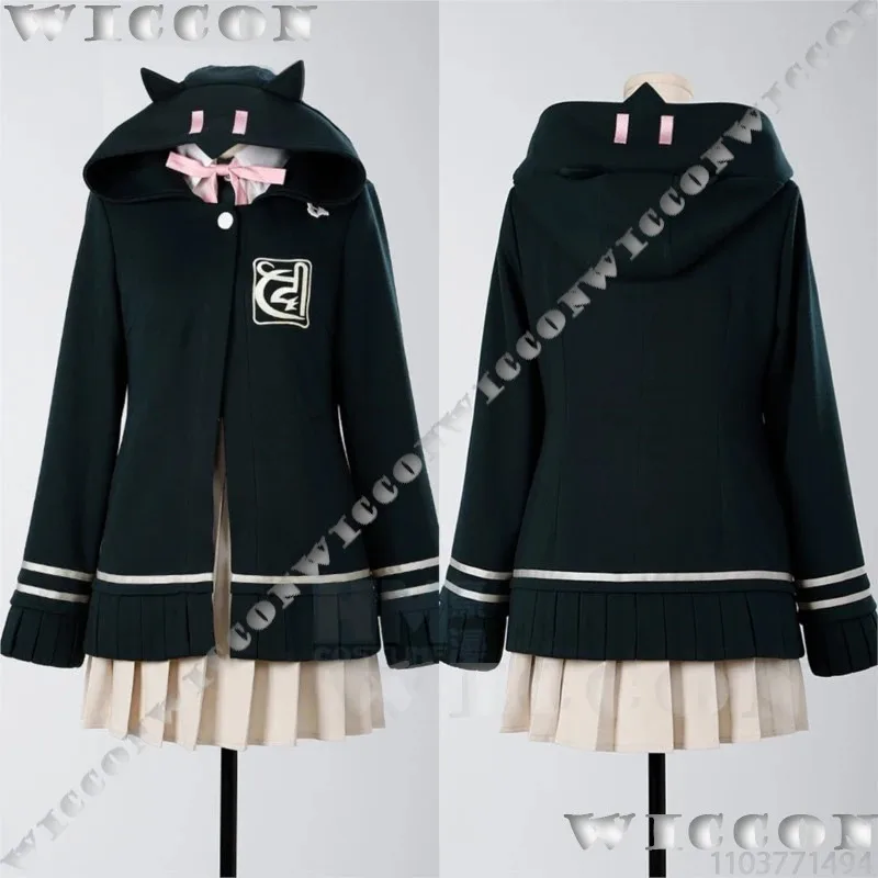 Nanami ChiaKi juego Danganrronppa Cosplay disfraz peluca gato bolsa Prop uniforme escolar traje diario chica mujer Hallloween Cos personalizado