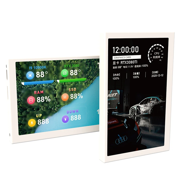 5 Inch IPS Type-C Secondary Screen Mini USB PC Display 800x480 CPU GPU RAM HDD Monitor Music Spectrum Analysis Display No AIDA64