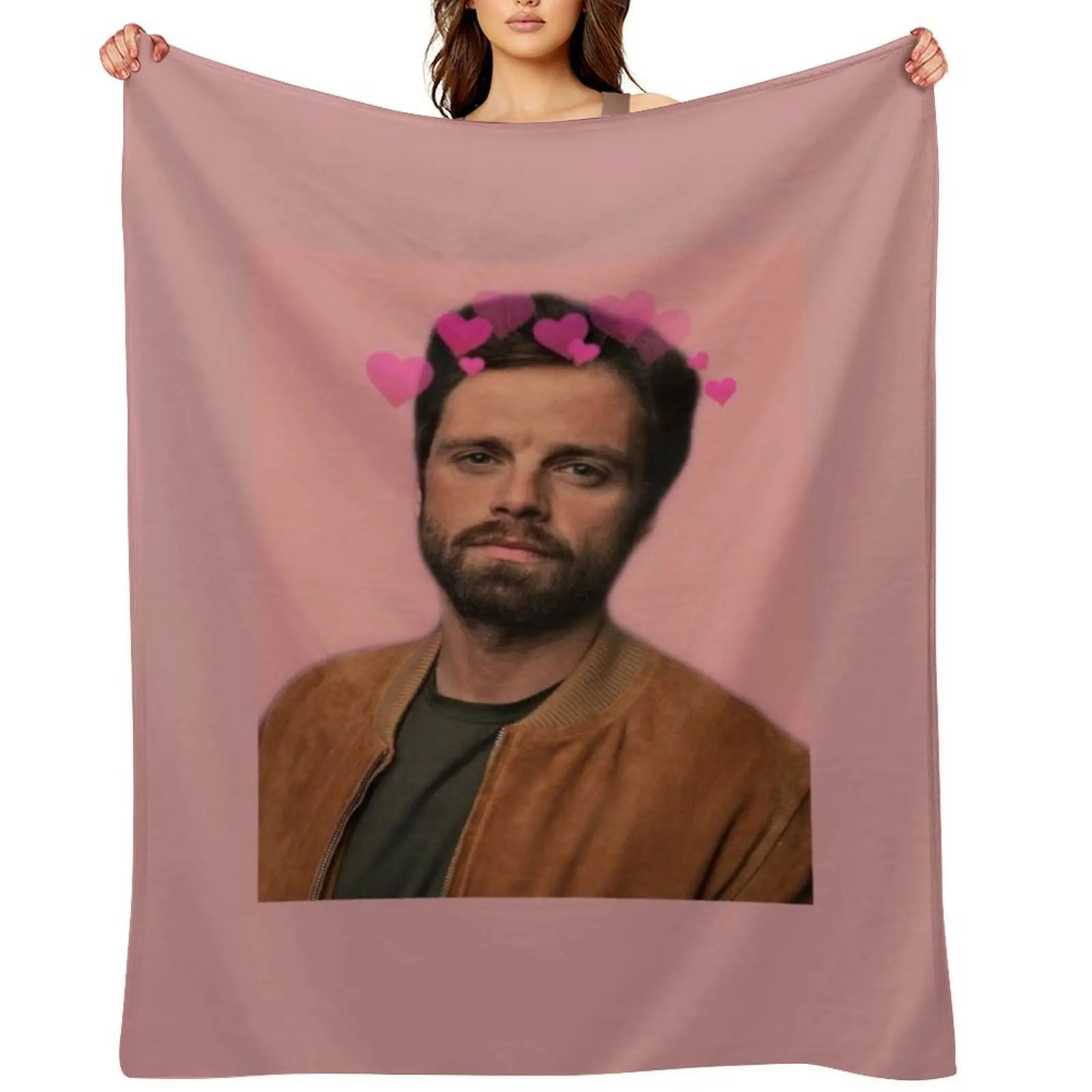 Sebastian Stan Throw Blanket Custom Soft Plush Plaid Luxury valentine gift ideas Blankets