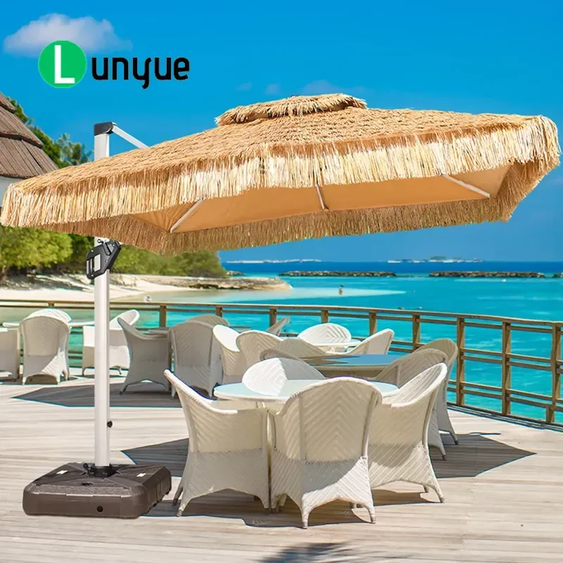 Large Outdoor Beach Umbrella Windproof Design Sunscreen Shade for Patio Garden Poolside Durable UV Protection Easy Setup