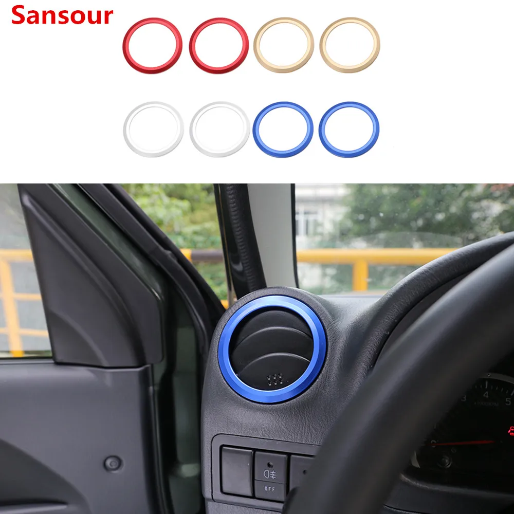 Sansour Interior Mouldings Car Air Conditioning Vent Outlet Decoration Cover Ring Stickers for Suzuki Jimny 2007 Up Accessories