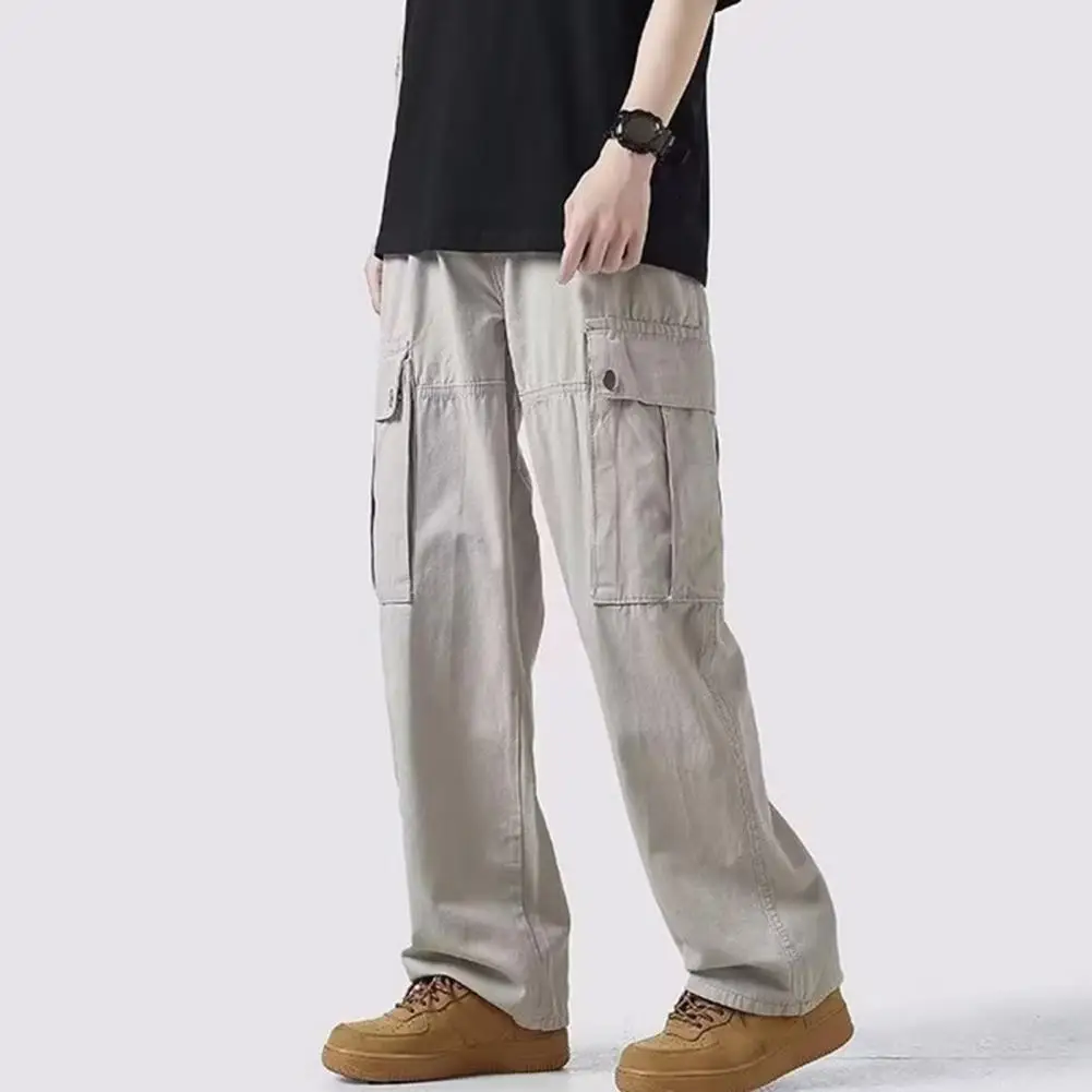 

Men Trousers Men's Mid Waist Cargo Pants with Multiple Pockets Loose Fit Straight Leg Sport Trousers for Daily Wear Casual