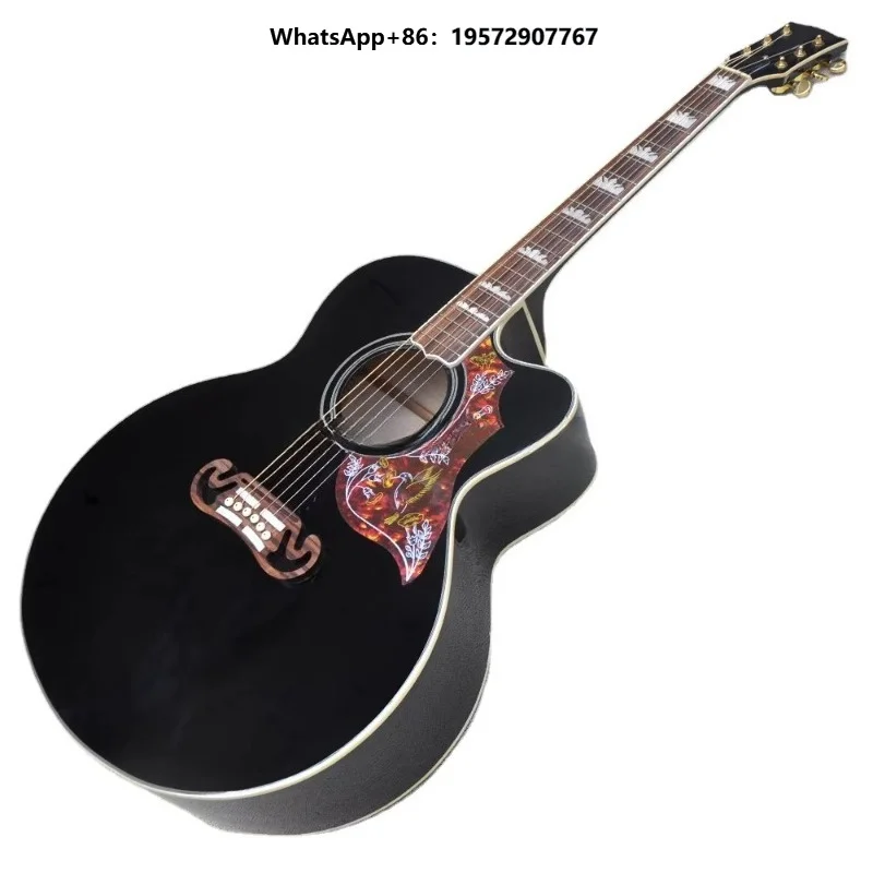 43 Inches Acoustic Guitar SJ200 Model Guitar Black Cut Away Body Guitar
