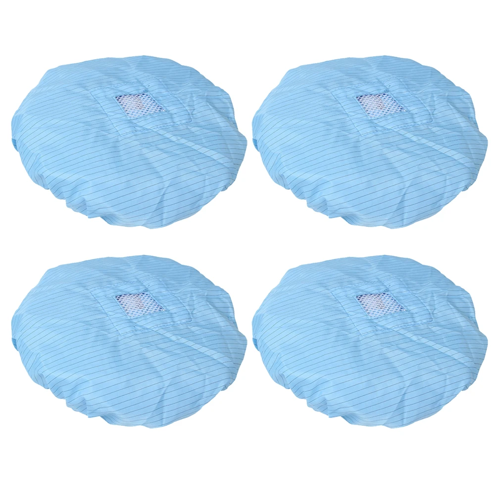 

4 pcs ChefHat AdultsCap BreathableFactory Protective BlueMenWomen AntiStatic Dustproof HatMesh Top Reusable Lightweight Working