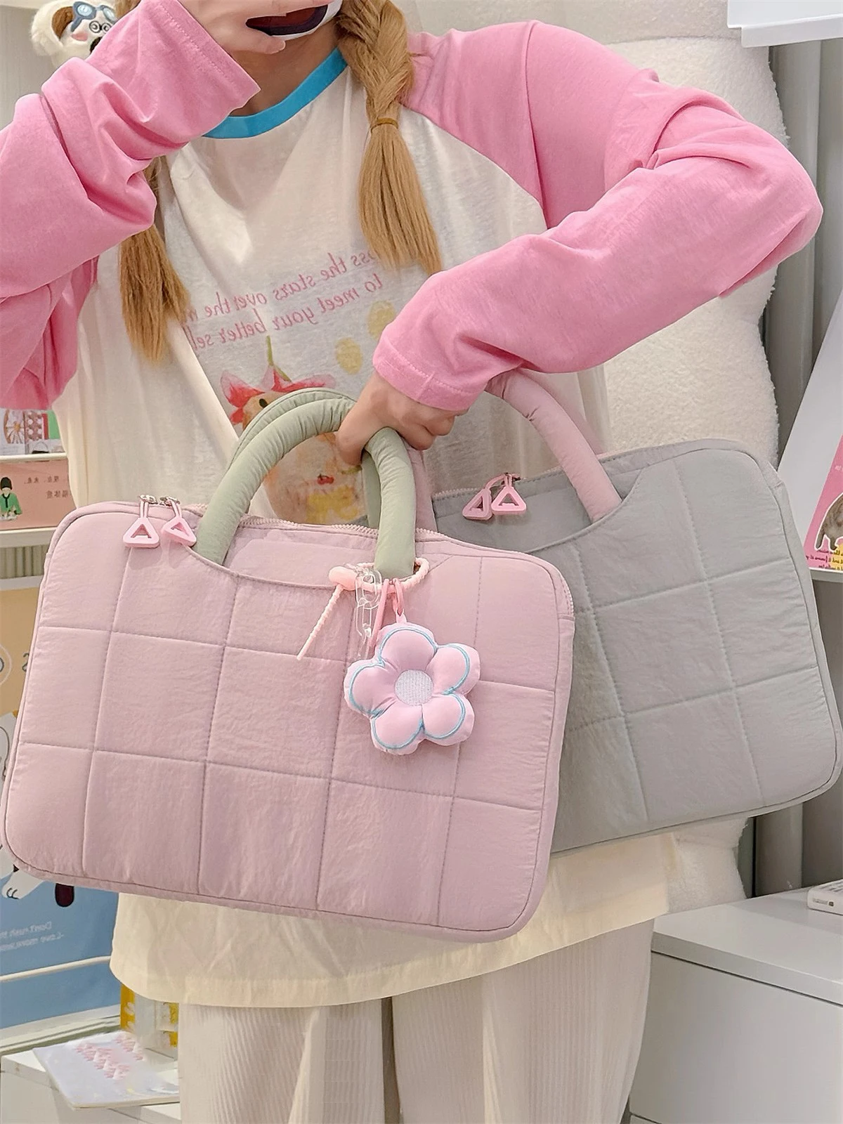 Bolsa fofa para laptop de 13 a 14 polegadas para mulheres, capa para laptop para iPad Pro 12.9 MacBook Pro 14 polegadas MacBook Air 13 polegadas Bolsa para tablet