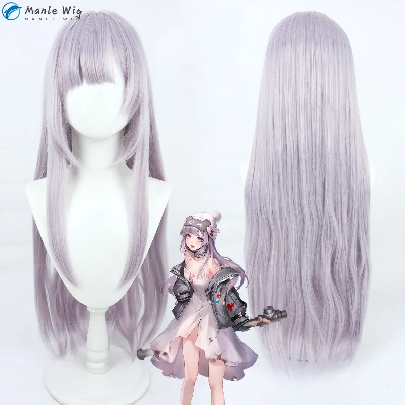 High Quality HELLA Cosplay Wig Game  80cm Grey Pink Curly Long Hair Hella Heat Resistant Hair Halloween Party Wig