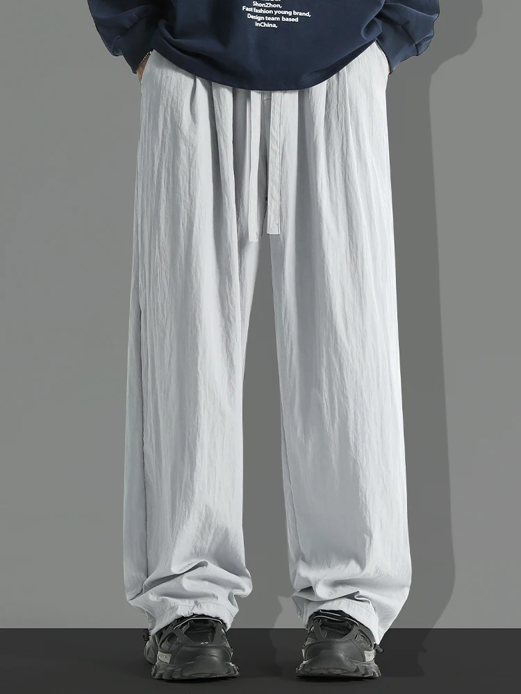 

Tongxianen Ice Silk Casual Pants Men Summer Thin Loose Wide Leg Qui Dry Sports Cool Straight Leg Trousers Faionable You...