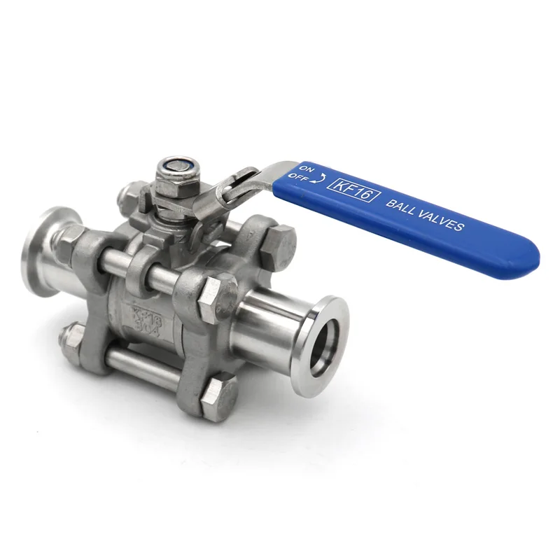 Three Piece Model Manual High Vacuum Ball Valve KF16 KF25 KF40 KF50 Flange SS304 Stainless Steel