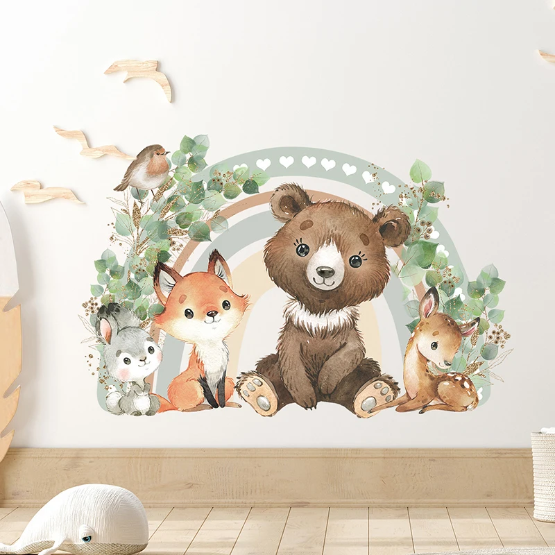 

Forest Animals Wall Stickers Bear Elephant Giraffe Wall Sticker For Classroom Bedroom Living Room Nursery Decor Wall Decals