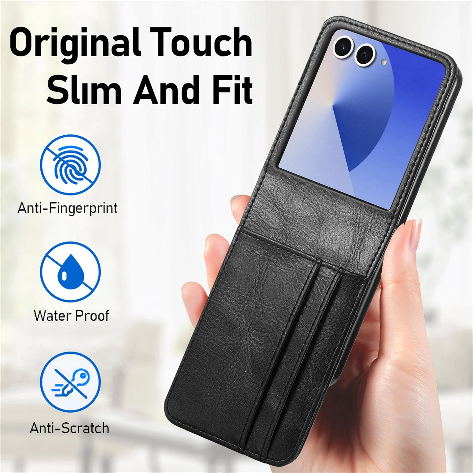 Wallet Function Card Slot Holder Leather Case for Samsung Galaxy Z Flip7 Flip6 Flip 6 7 5 4 3 Flip4 Flip3 Flip5 5G Cover Cases