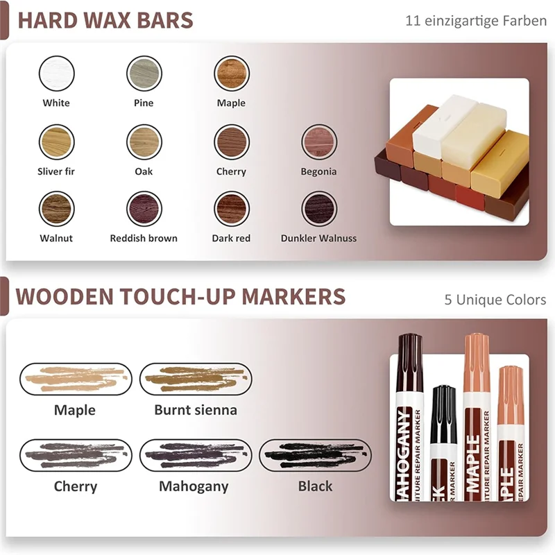 T99C-vloerreparatieset, laminaat hardhout vinyl vloerreparatieset met warmtepen DIY handmatige vloermeubels touch-up marker