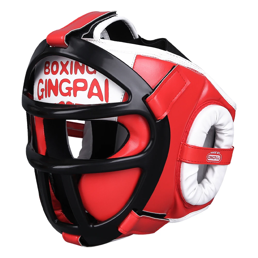 Hochwertiger PU-Leder Boxhelm Kopfschutz für Kinder Professioneller Wettkampf-Kopfschutz MMA Muay Thai Kickboxen Kopfschutz – Detail 9