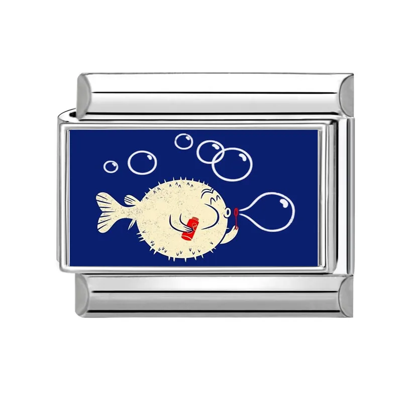 Y2K المحيط سلسلة قارب نجم البحر قذيفة كراب الأسماك الإيطالية سحر الروابط صالح 9 مللي متر الفولاذ المقاوم للصدأ سوار المرأة مجوهرات DIY بها بنفسك صنع #3