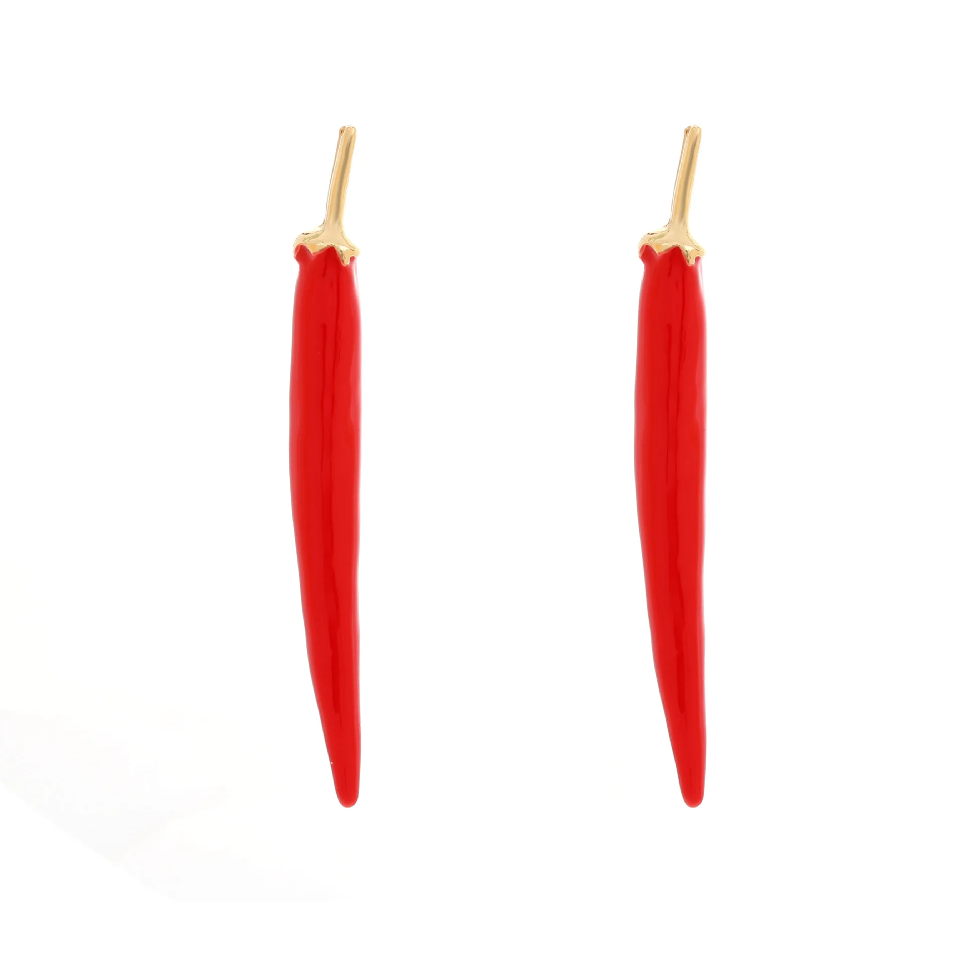 Exaggerated creative alloy dripping oil long colored pepper pendant earrings fashion Pepper earrings women