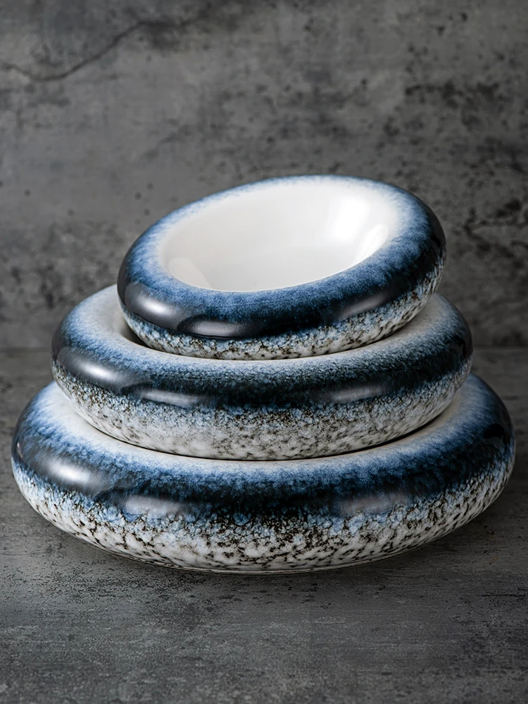 8 Inch Ceramic Dinner Plate Thickened Round Fruit Dessert Salad Dish High-end Kitchen Western Pasta Plate Kitchen Cooking Tools