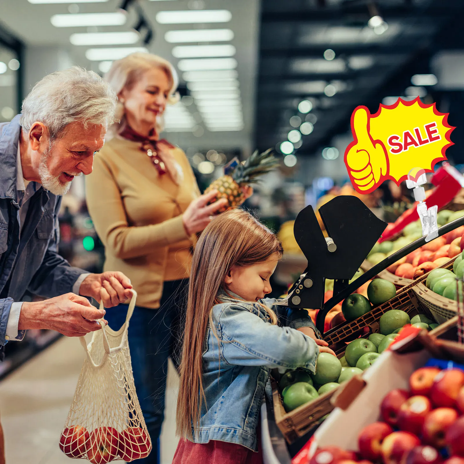 

10Pcs Price Tag Clips Acrylic Double Clip 360 Rotatable Display Holders Advertising Label Clip for Market Price Tag Holder