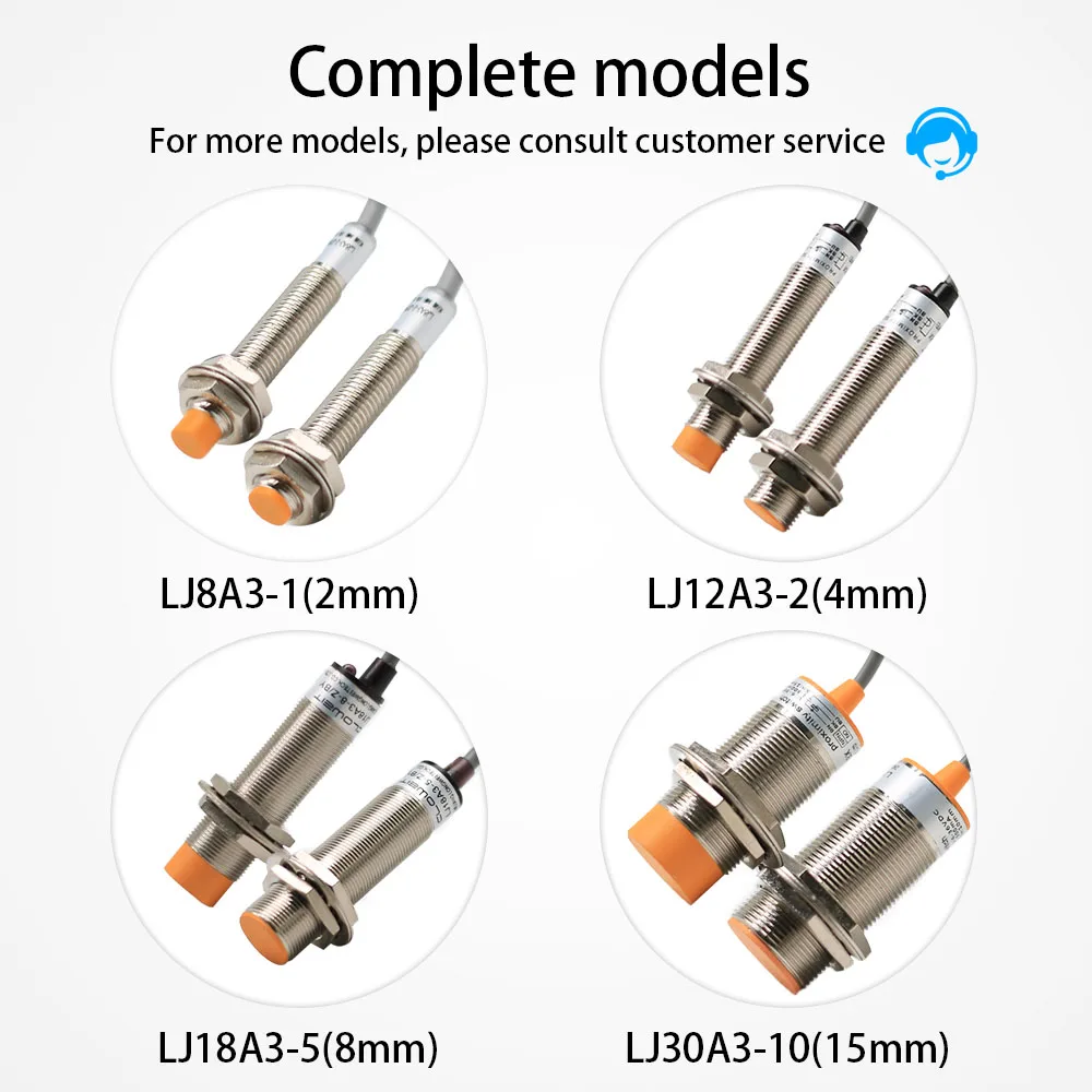 M8 M12 M18 30 Approach Sensor Inductive Proximity Sensor Switch  DC 12V AC 110V NO NC NPN PNP Detection Metal Switches 1.2m Line