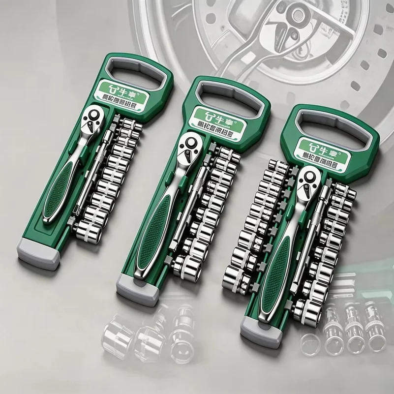 72 Tooth Ratchet Wrench Set 1/4 3/8 Inch Drive Quick Release Reversible Socket Spanner Kit for Auto Motorcycle Mechanical Repair