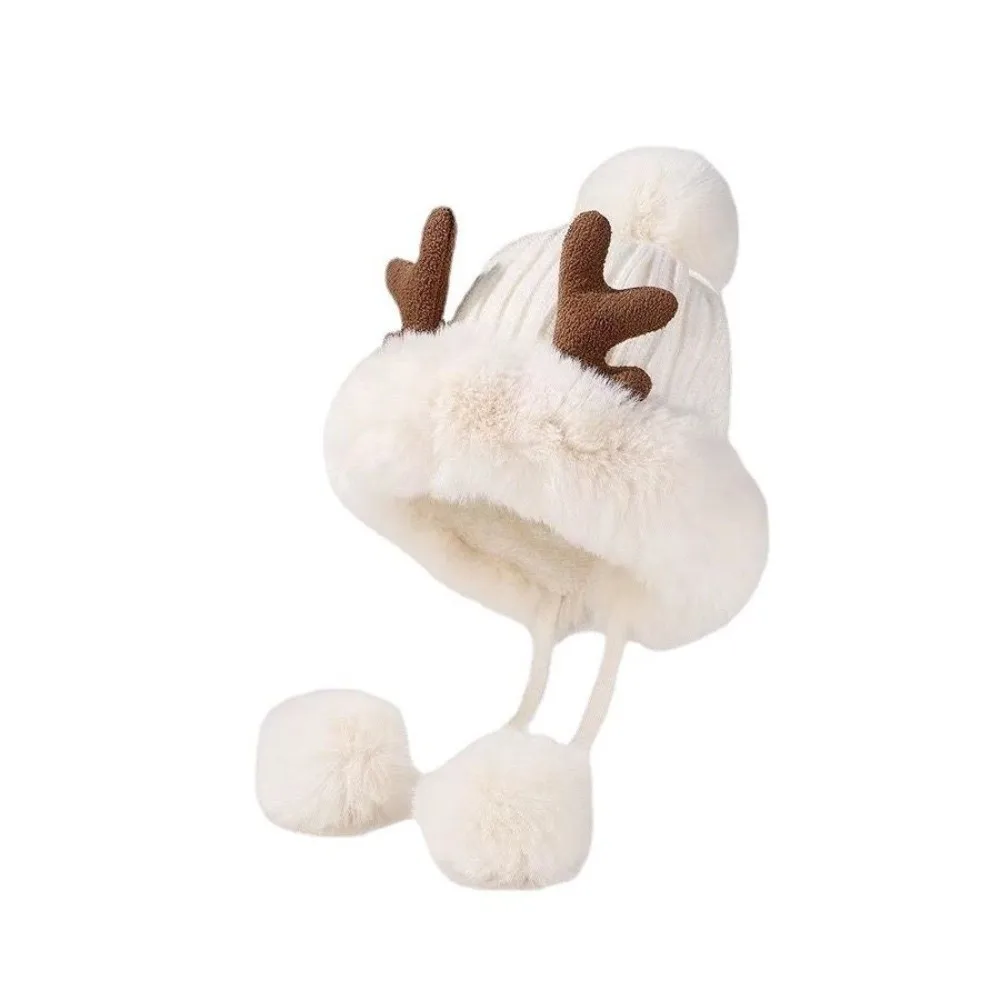 قبعة شتوية دافئة جديدة لحماية الأذن من المخمل على شكل آذان الدب قبعة قرون جلد قبعة دلو صوفية هدية للنساء #4