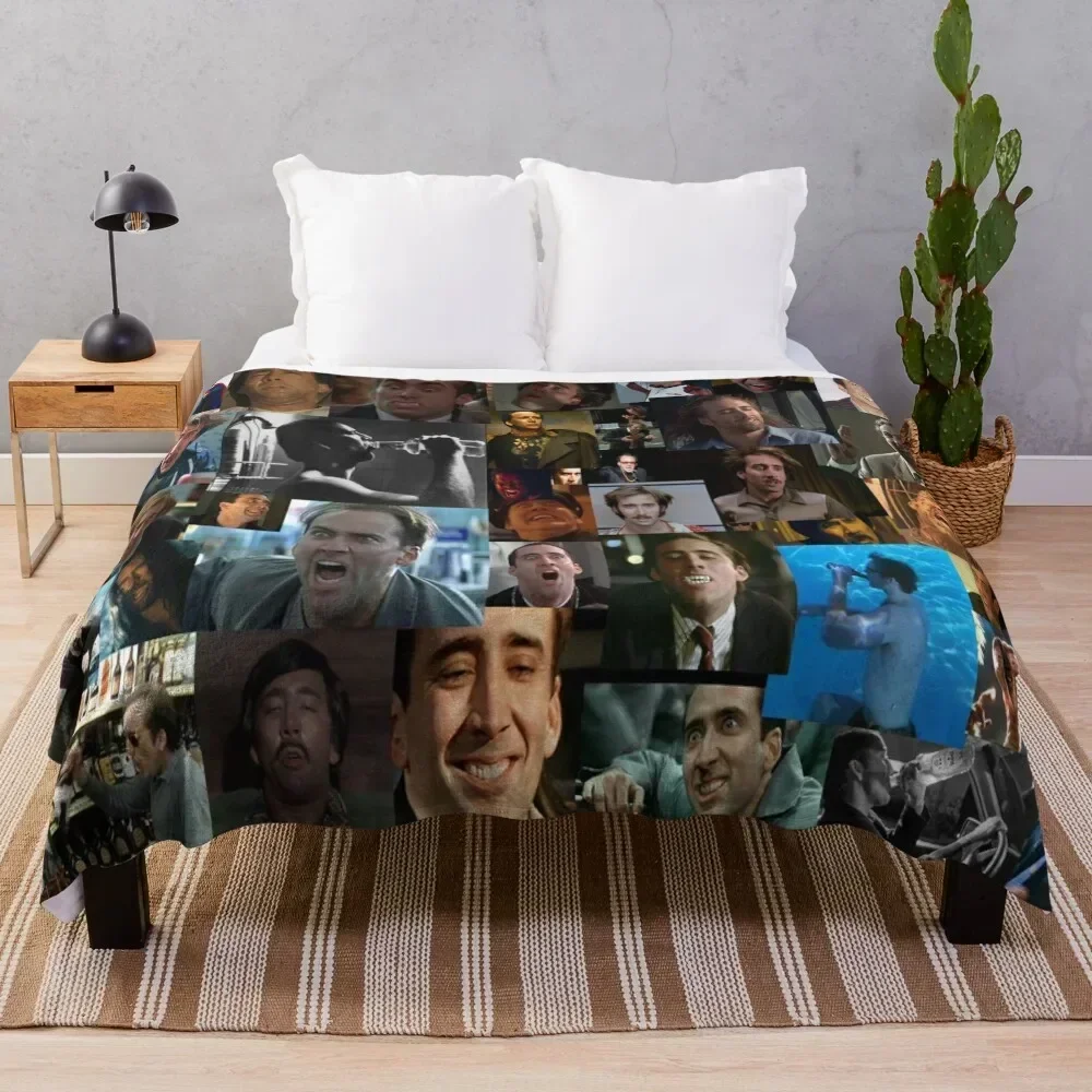 Nicolas Cage Pattern - Nicholas Cage - Nick Cage Nic Throw Blanket Tourist blankets ands Blankets