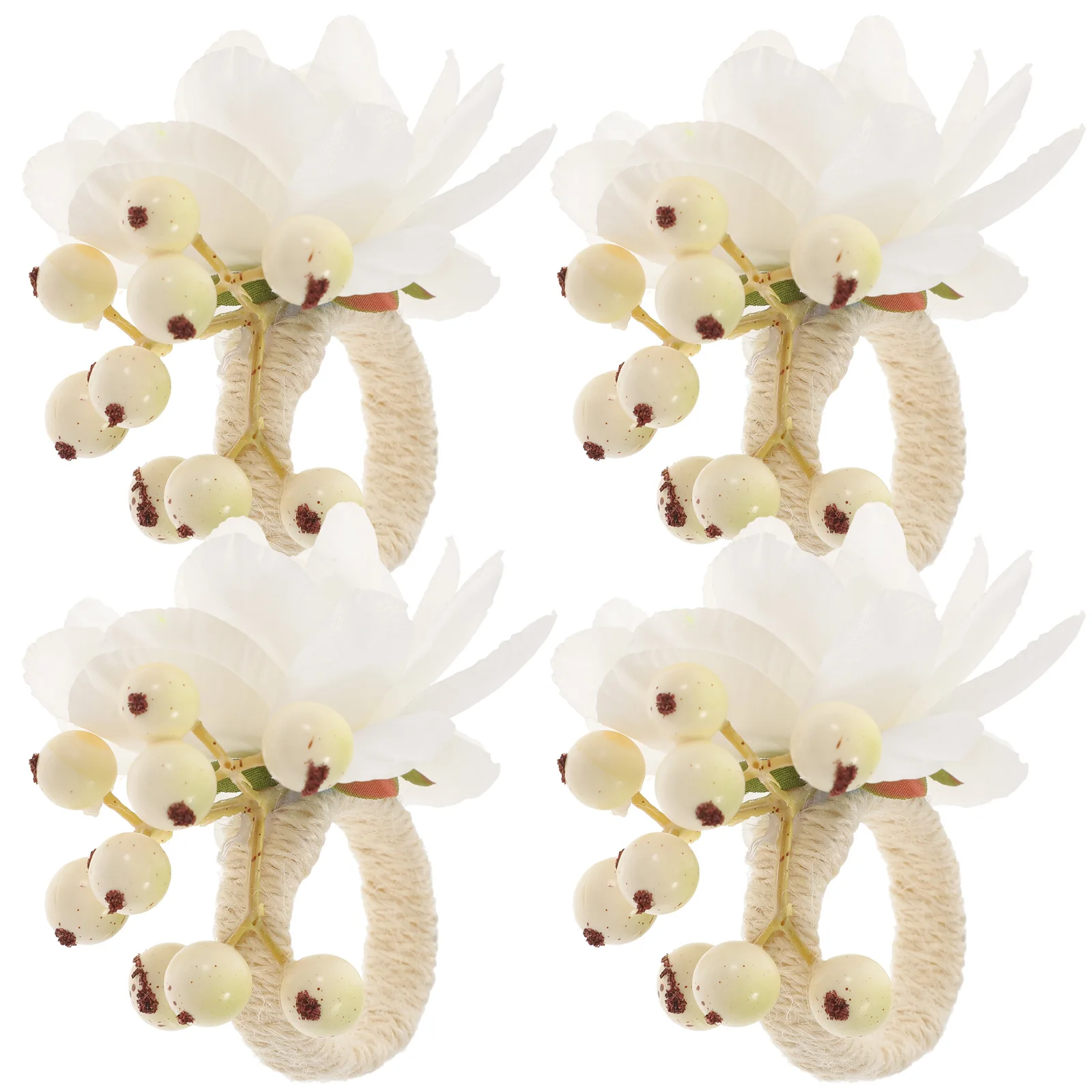 

4 Pcs Napkin Rings Dinner Table Party Wedding Decorative Serviette Buckle Reusable Alloy Banquet Tableware Realistic Design High