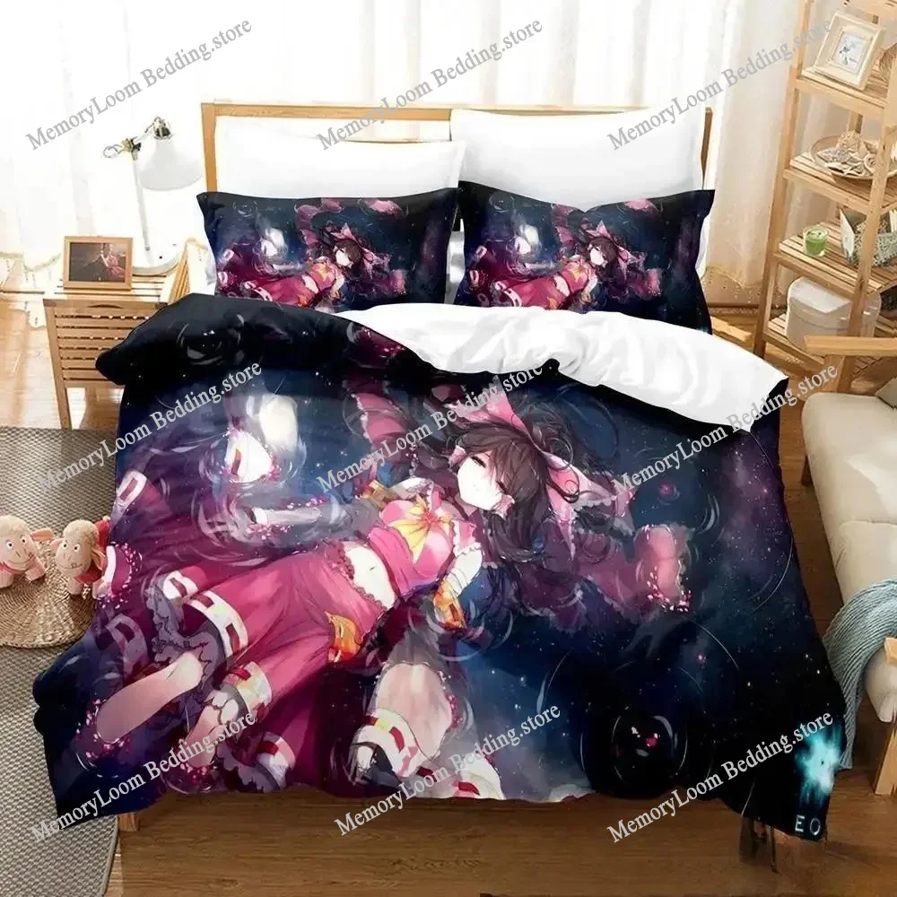 3D Print Anime Game Touhou Project Bedding Set Duvet Cover Bed Set Quilt Cover Pillowcase Comforter King Queen Size Boys Adult